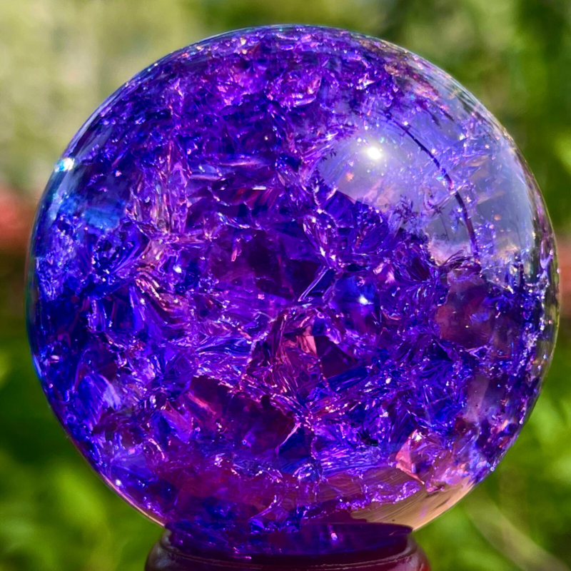 168G Natural Titanium Rainbow Quartz sphere Crystal ball Healing