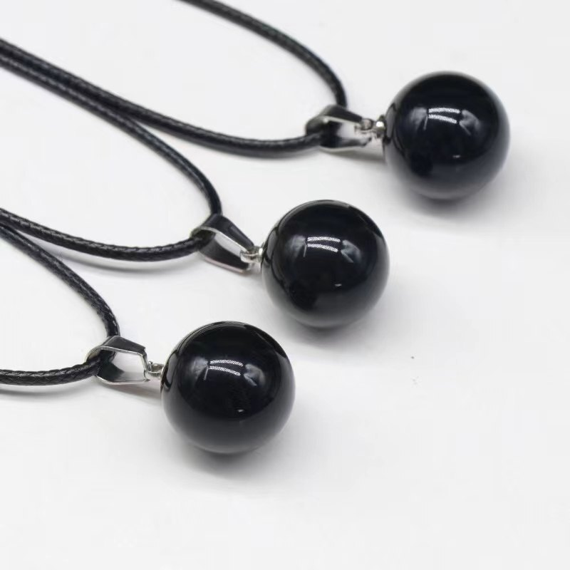 2CM Natural Quartz Obsidian Crystal Ball Pendant Reiki Chakra Healing Gemstones