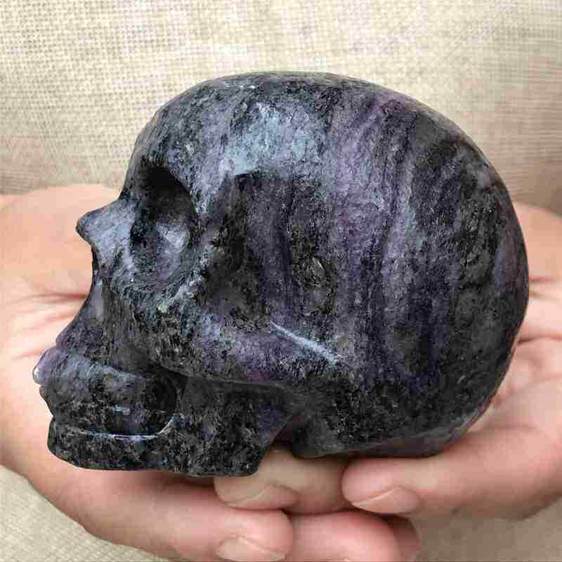 0.41Kg Natural black jade quartz skull carved Quartz Crystal skull Healing