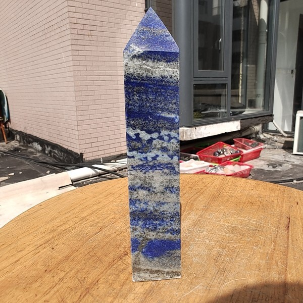 340g Natural Rock Lapis Lazuli Quartz Crystal Stone Point Healing Wand Obelisk