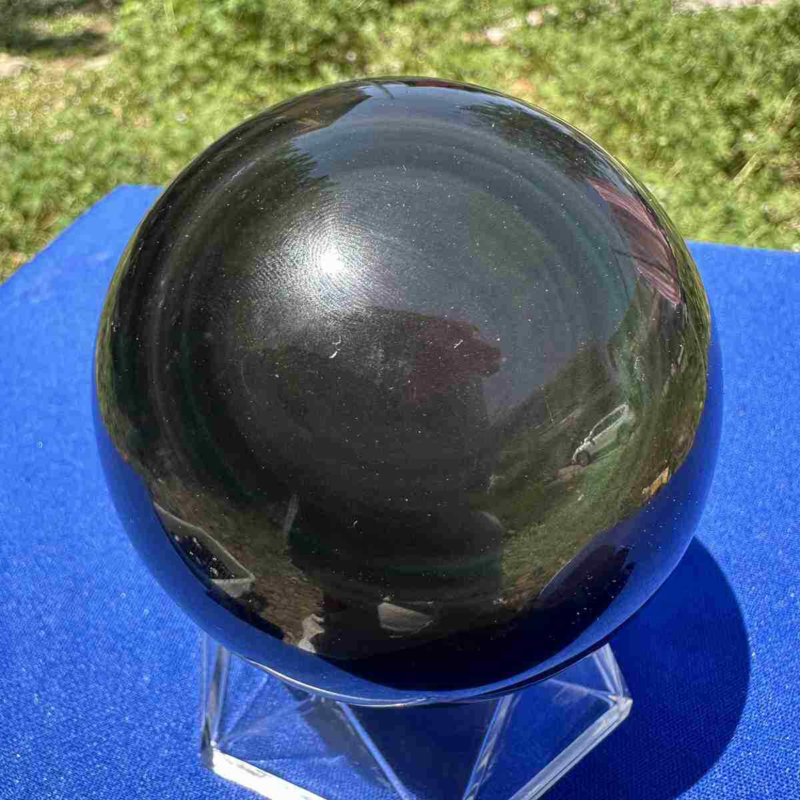 520g natural rainbow obsidian sphere cat's eye quartz crystal ball healing