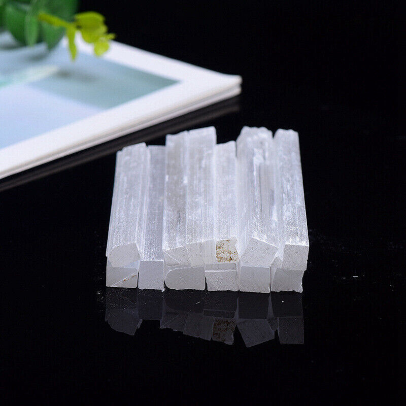3pc Natural White Gypsum Wand Quartz Crystal Selenite Stick Mineral Healing