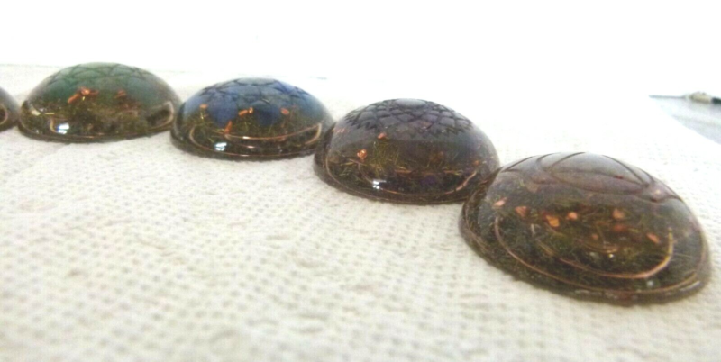 Set Of 7 Chakra Orgone domes For Reiki Healing chakra balancing w/chakra symbols
