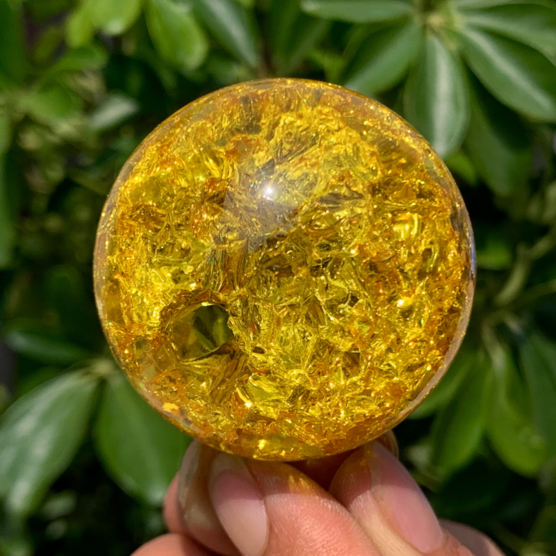 165G Natural Titanium Rainbow Quartz sphere Crystal ball Healing