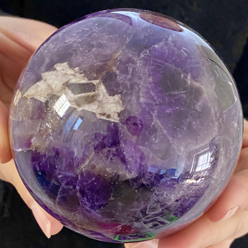 1.73LB Rare High Quality Purple Amethyst Quartz Crystal Sphere Healing Bal