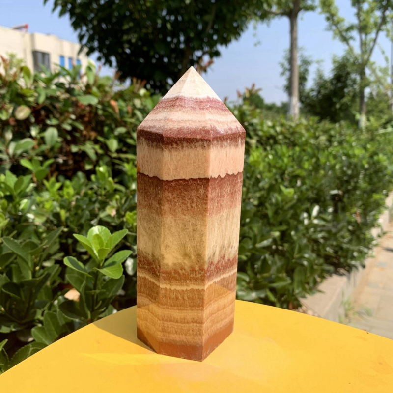 920g Natural Pork Stone Quartz Obelisk Crystal Wand Point Tower Reiki Healing