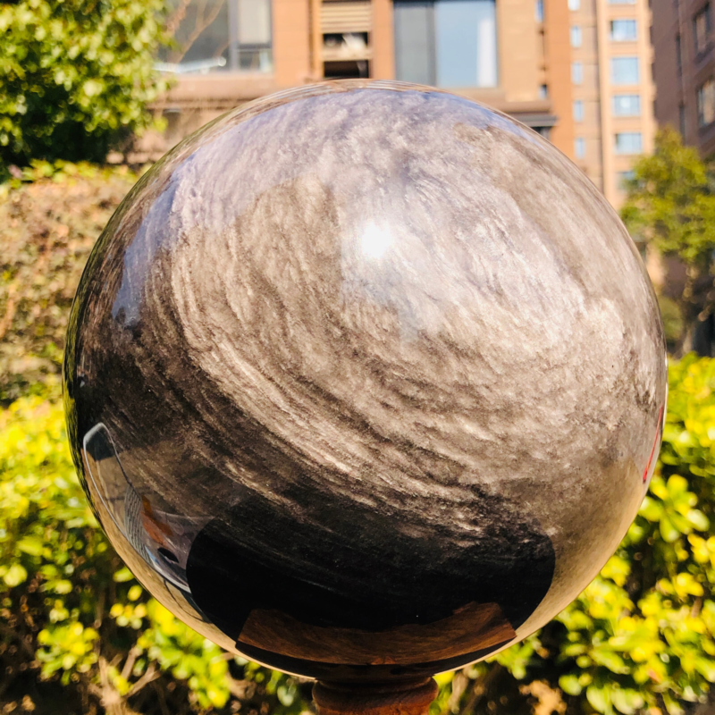 11.35LB Natural Silver Obsidian Quartz Crystal Ball Sphere Healing HH302