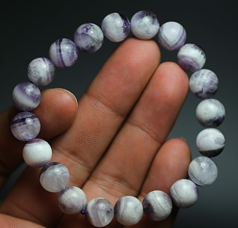 132.8Ct Natural Purple Crystal Amethyst "pyramid" Quartz Polished Bracelet 9mm