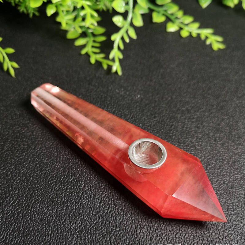 Natural Red Melting Stone Smoking Pipes Quartz Crystal Point Wand Reiki Obelisk