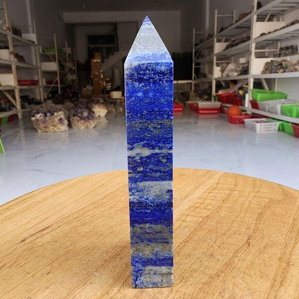 280g Natural Rock Lapis Lazuli Quartz Crystal Stone Point Healing Wand Obelisk