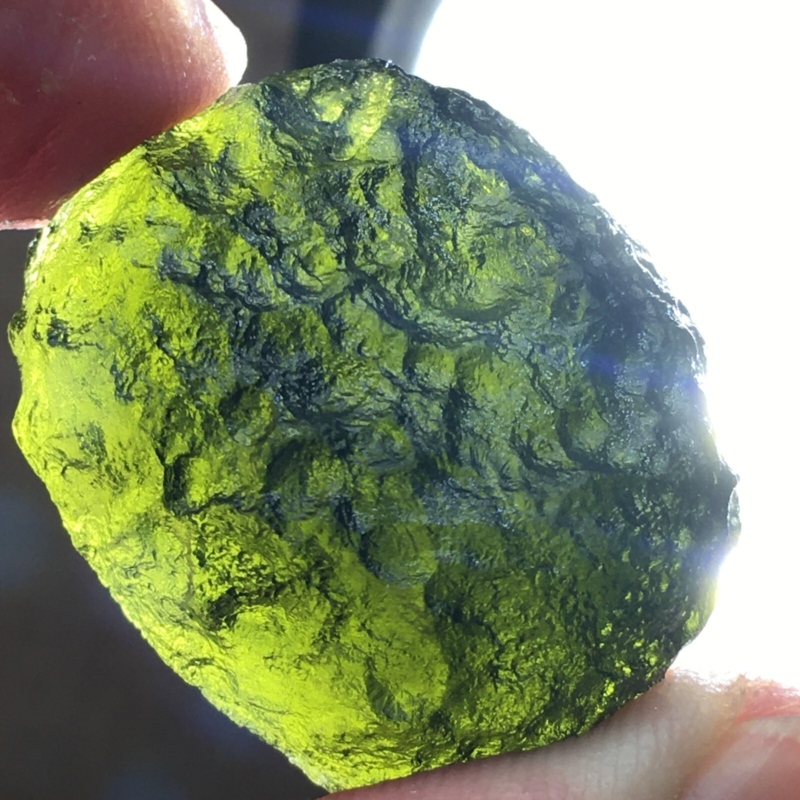 73.5Ct MOLDAVITE From Czech Republic From Meteorite Impact With Chips