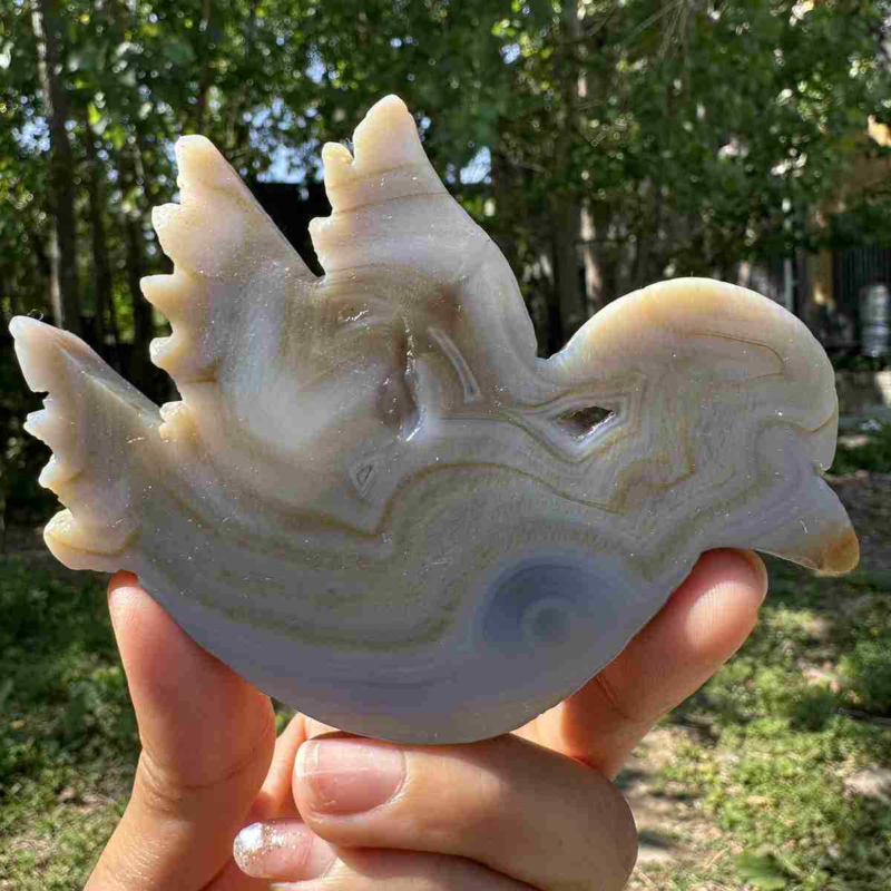 145g natural agate hand carved bird skull quartz crystal cluster reiki