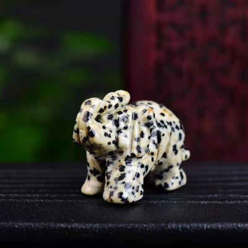 Natural Quartz Baby Elephant Stone Crystal Healing Carved Gemstone Animal Decor
