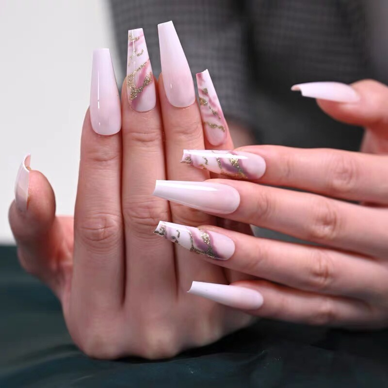 Handmade Press on nails coffin/square/almond long length summer theme