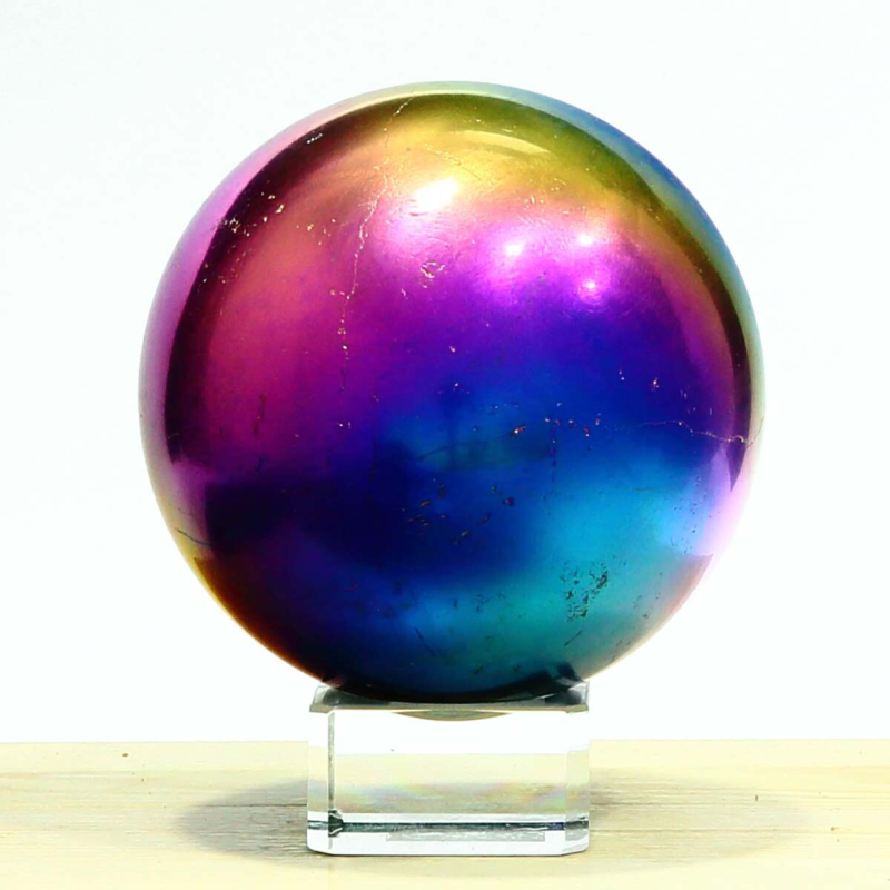 648g Natural Crystal Electroplated Rainbow Crystal Ball Quartz Sphere Healing