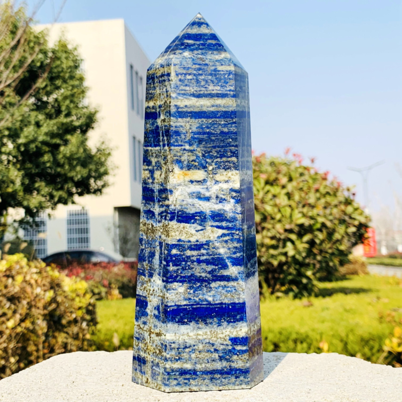 3.49LB Natural lapis lazuli Quartz Crystal Obelisk Wand Point Healing Stone