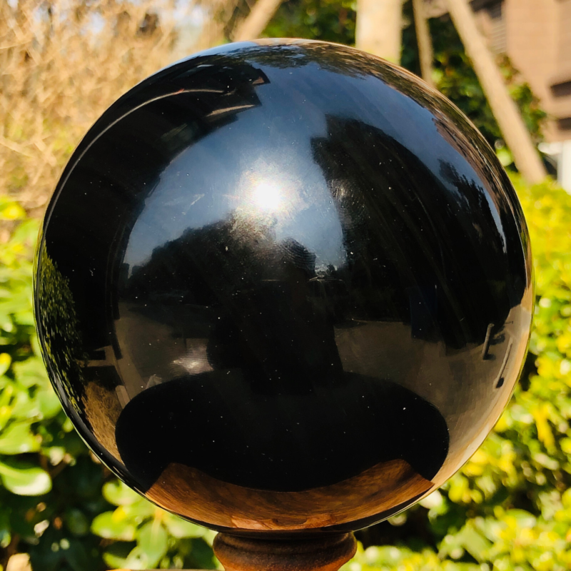 4.15LB Natural Silver Black Obsidian Sphere Quartz Crystal Ball Healing