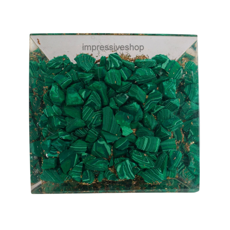 XL Malachite Orgone Pyramid Gemstone Reiki Crystal Healing Free Shipping
