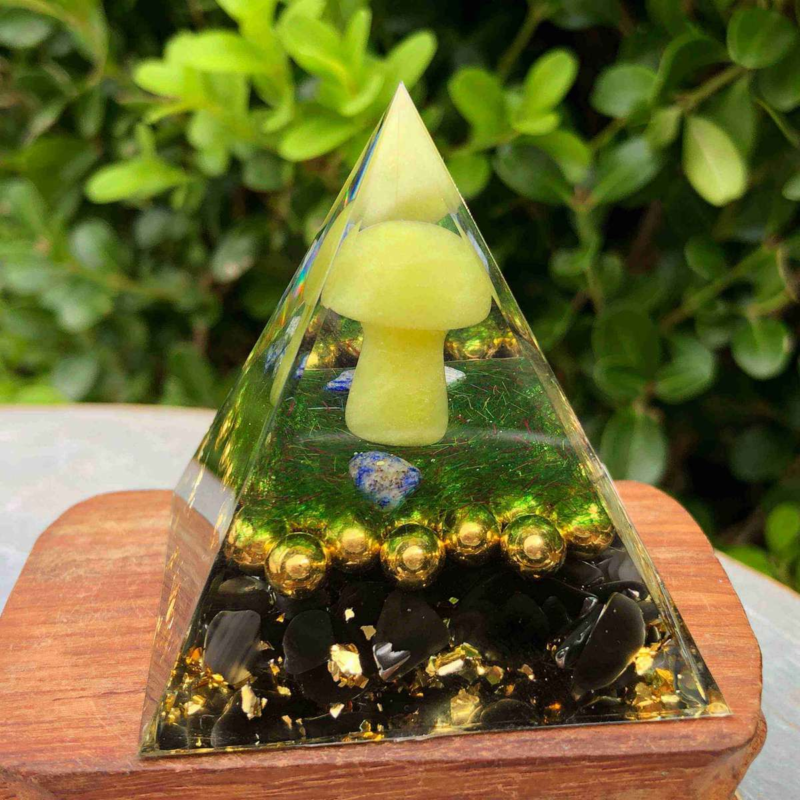 5cmAogen Energy Natural Obsidian Gravel Mushroom Pyramid Healing Meditation