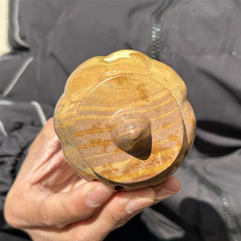 0.49Kg Natural serpenggiante jasper pumpkin carved Quartz Crystal skull Healing
