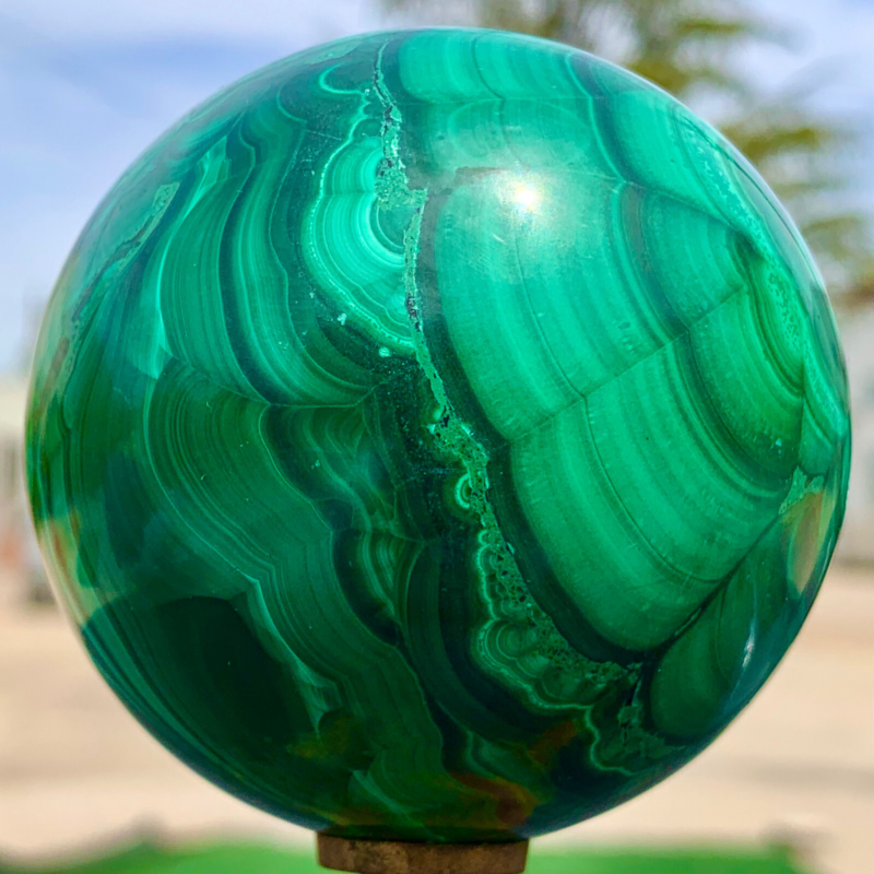 1.34LB Natural malachite egg quartzcrystal energy ball reiki healing