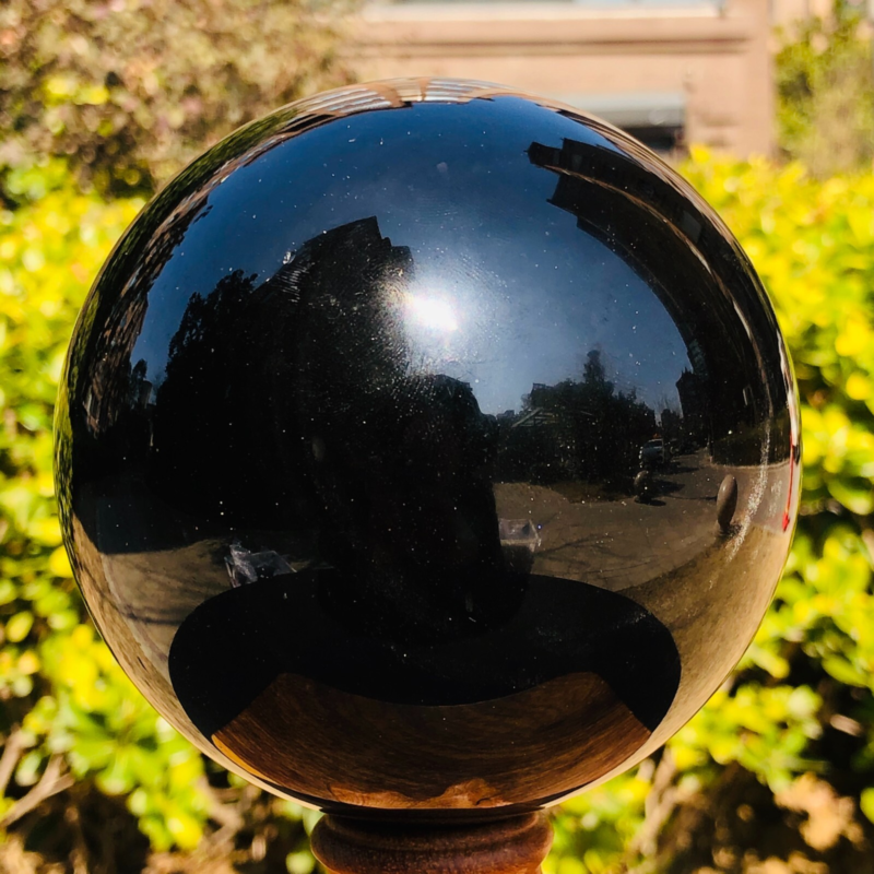 2.94LB Natural Silver Black Obsidian Sphere Quartz Crystal Ball Healing