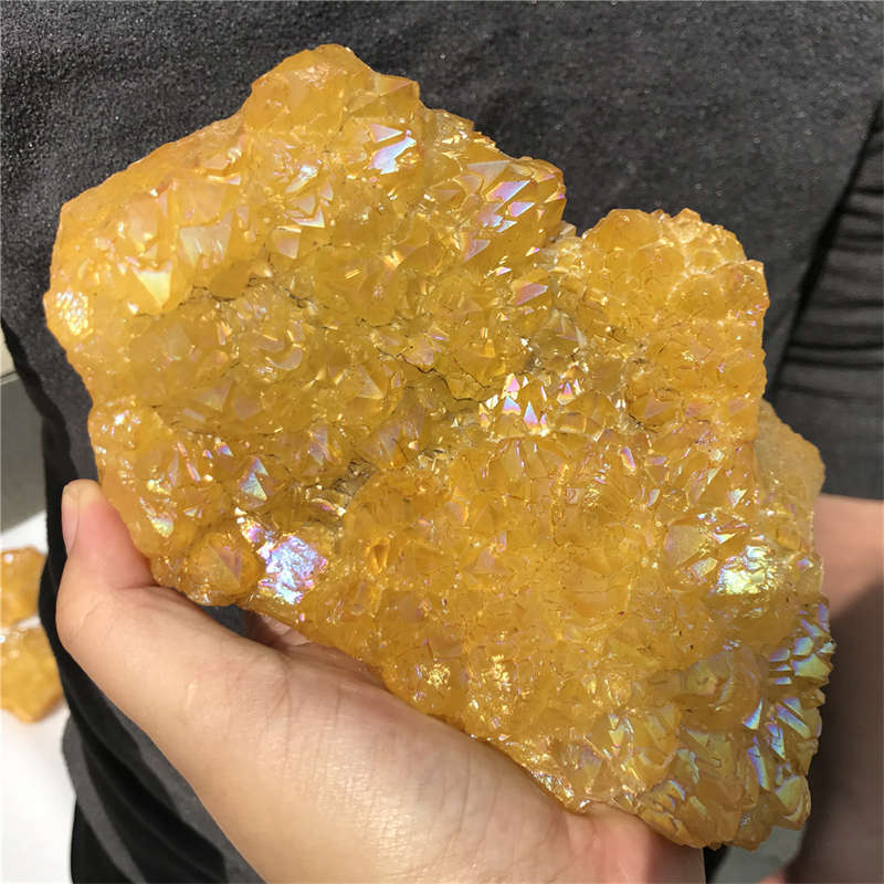 1.26kg Electroplate Rainbow cluster quartz crystal mineral specimen reiki healin