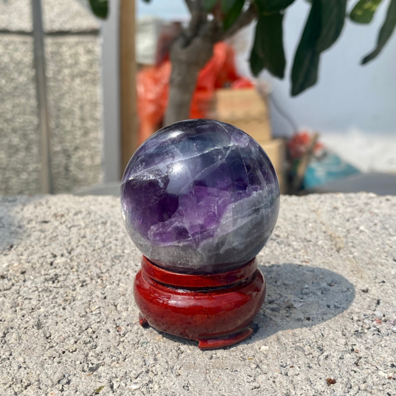 150g Natural Rainbow Fluorite Sphere Quartz Crystal Ball Healing Decor