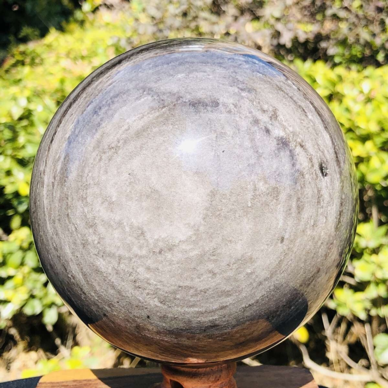 2150G HUGE Natural Silver Obsidian Sphere Crystal quartz Ball Healing 779