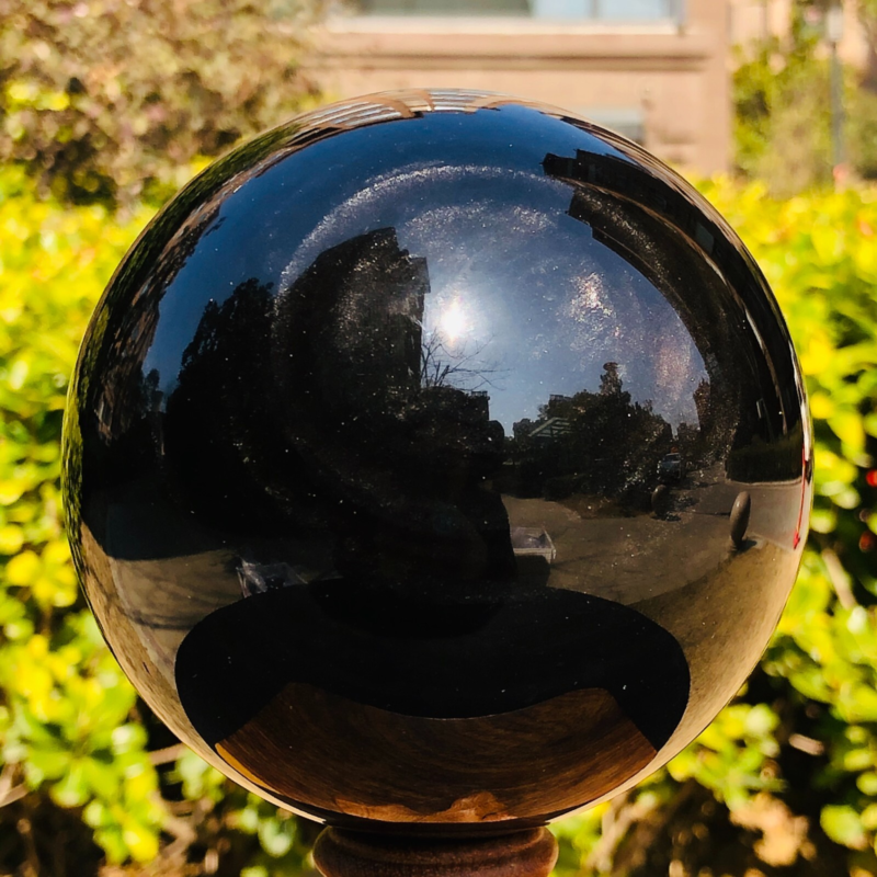 2.94LB Natural Silver Black Obsidian Sphere Quartz Crystal Ball Healing