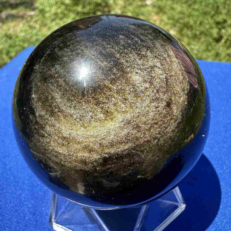 460g natural Gold obsidian sphere quartz crystal polished ball healingg550
