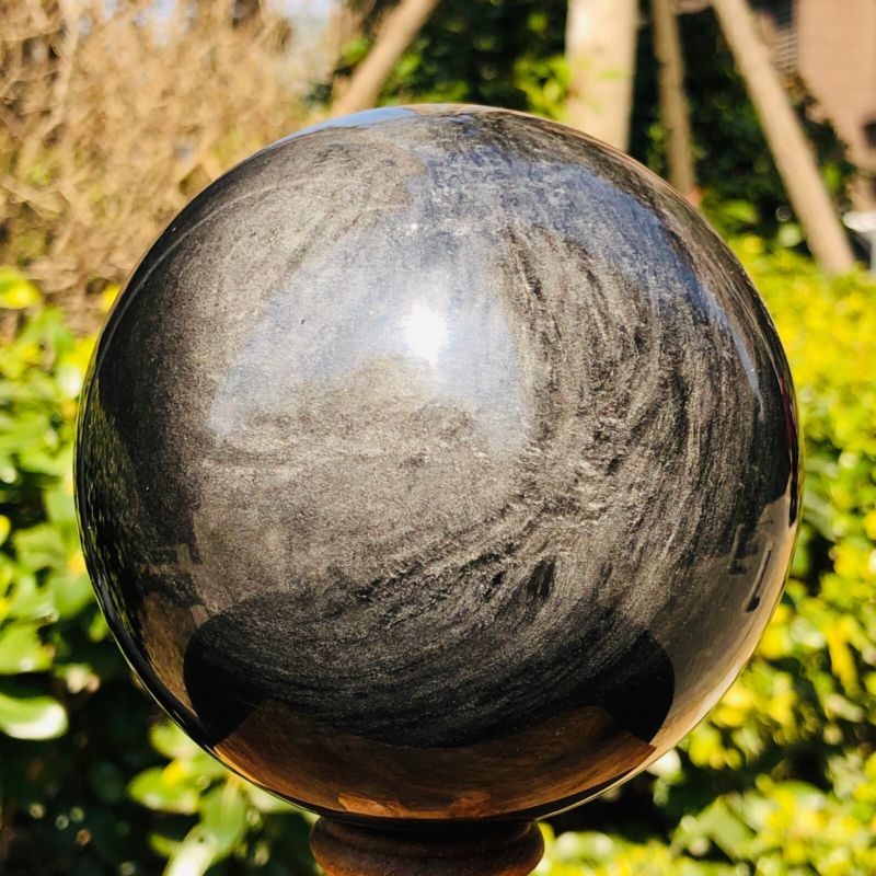 2.99LB TOP Natural Silver Obsidian Sphere Crystal quartz Ball Healing 786