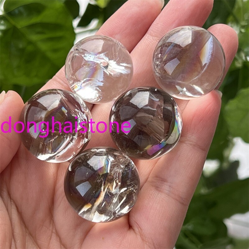 Top 1pc Natural clear Quartz sphere Rainbow Crystal Ball Mineral healing 20mm+