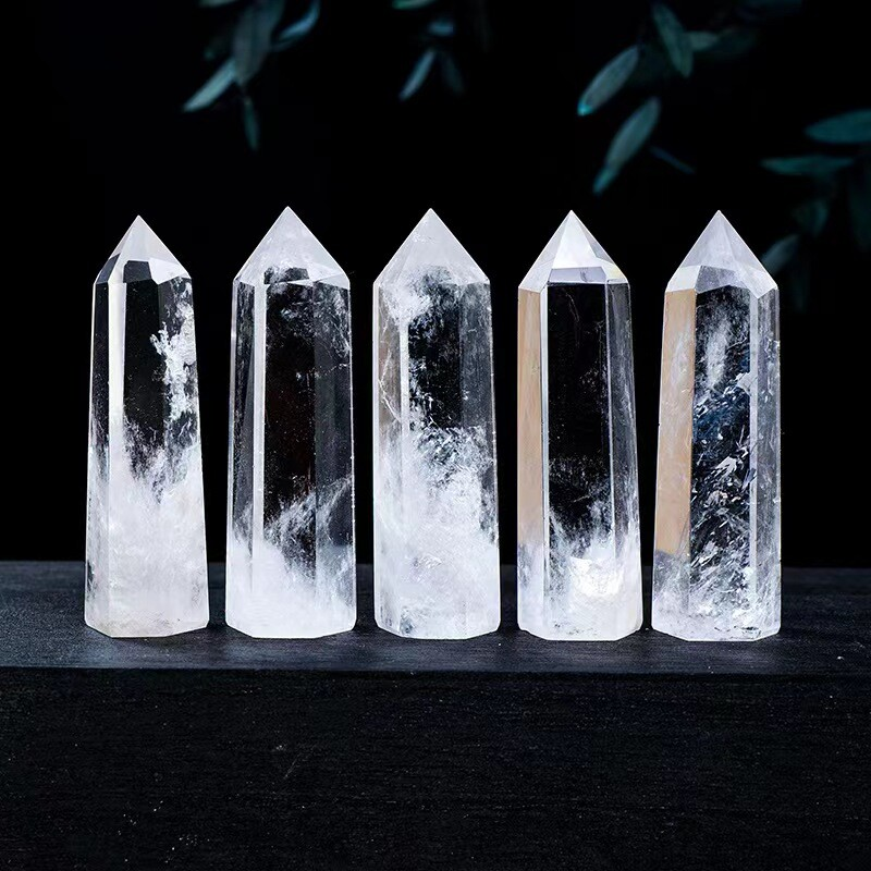 Natural Crystal Point Wand Tower Column Chakra Obelisk Quartz Healing Stone Rock