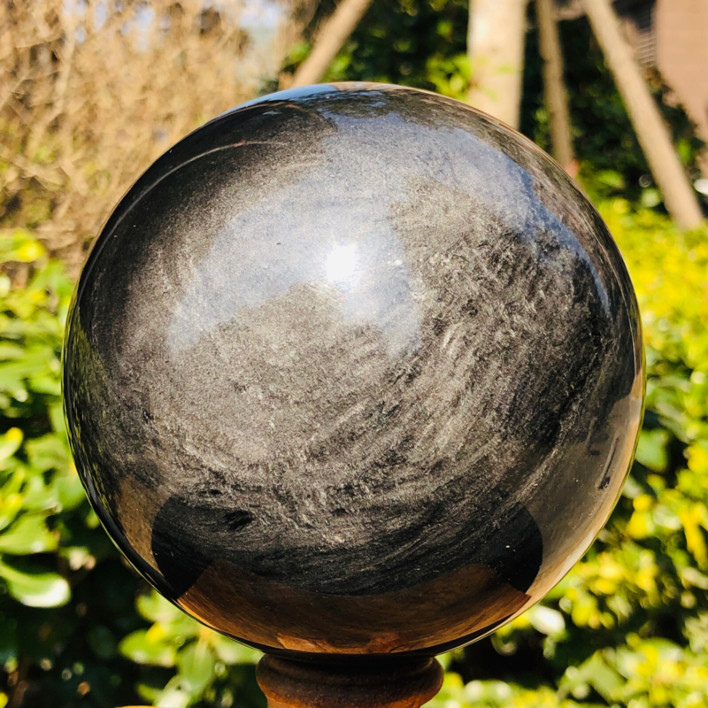 2.99LB TOP Natural Silver Obsidian Sphere Crystal quartz Ball Healing 786