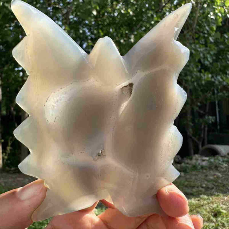 150g natural agate hand carved butterfly skull quartz crystal cluster reiki