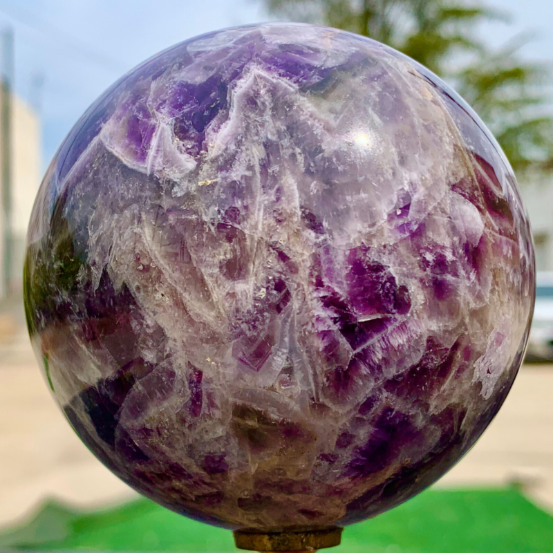 1.76LB Natural beautiful Dream Amethyst Quartz Crystal Sphere Ball Healing