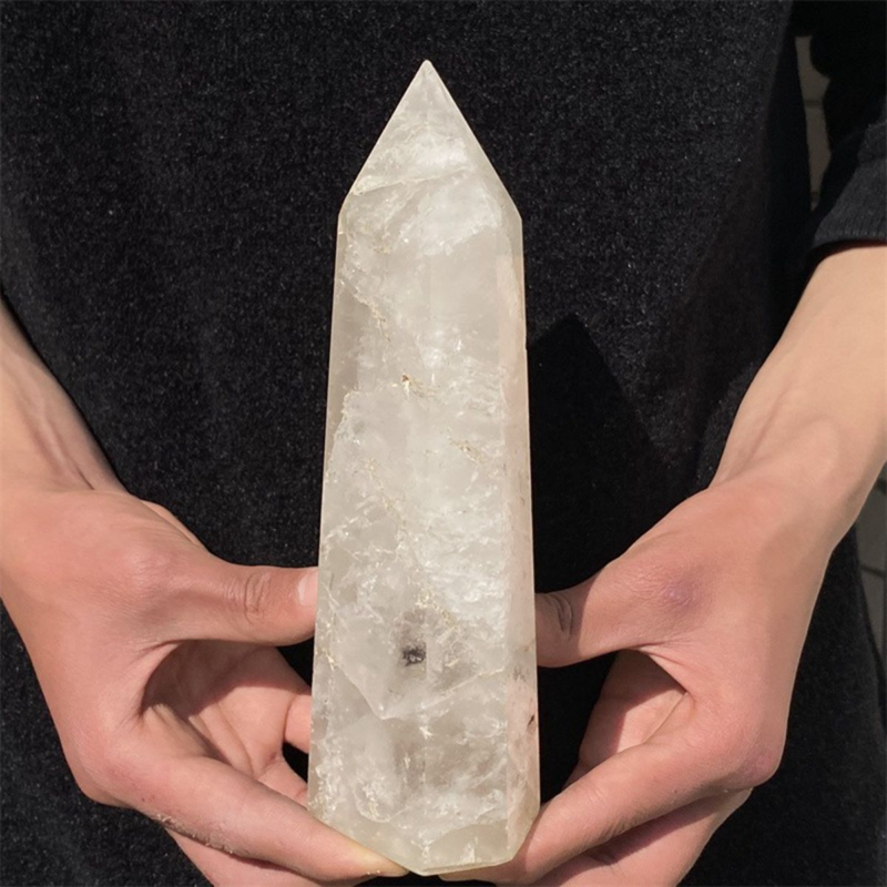 950gNatural White Quartz Obelisk Crystal Wand Point Healing Mineral Stone