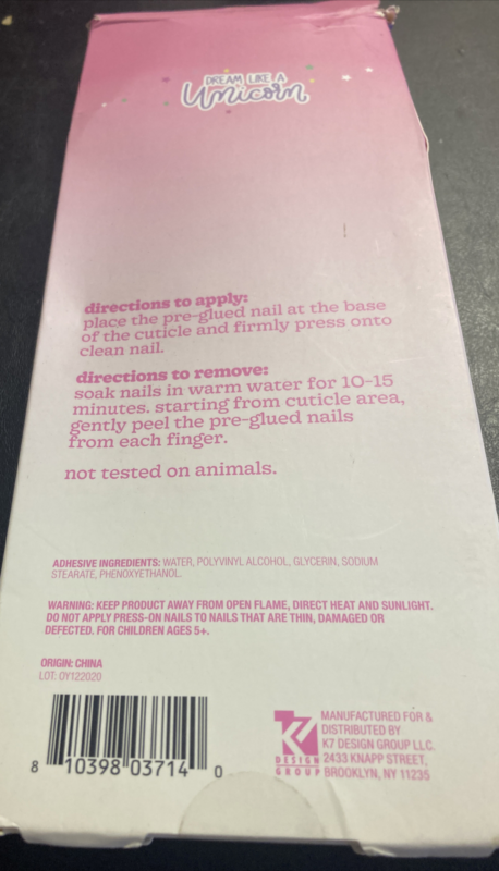 Girls Press On Nails Set 36 ct Adore BFF Share Dream Like a Unicorn Childrens