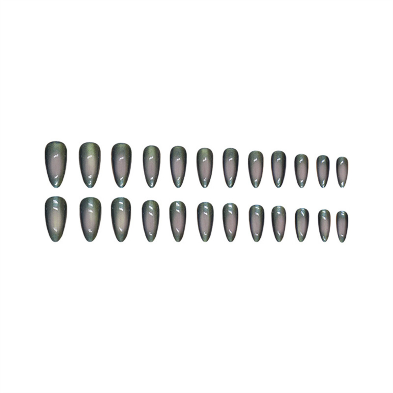 Almond Short False Nail Laser Mirror Glossy Press on Nails for Nail Art 24pcs