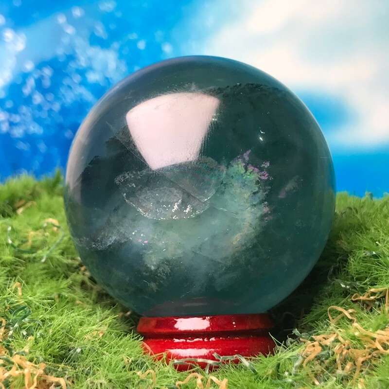 193G Natural Blue Fluorite Quartz Crystal Ball Sphere Polished Mineral Healing