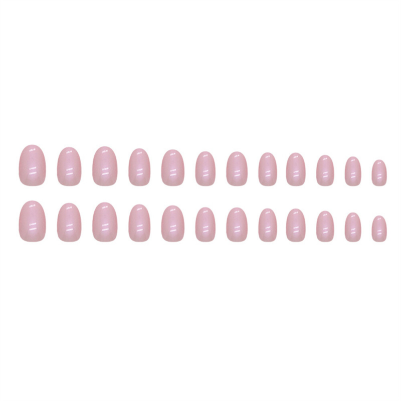 Aurora Pink False Nail Sweet Short Almond Press on Nails for Nail Art 24pcs