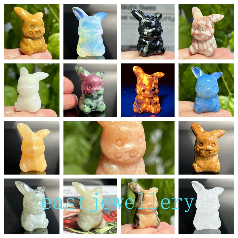 1.5" Natural quartz carved Pikachu skull Quartz crystal skull reiki healing