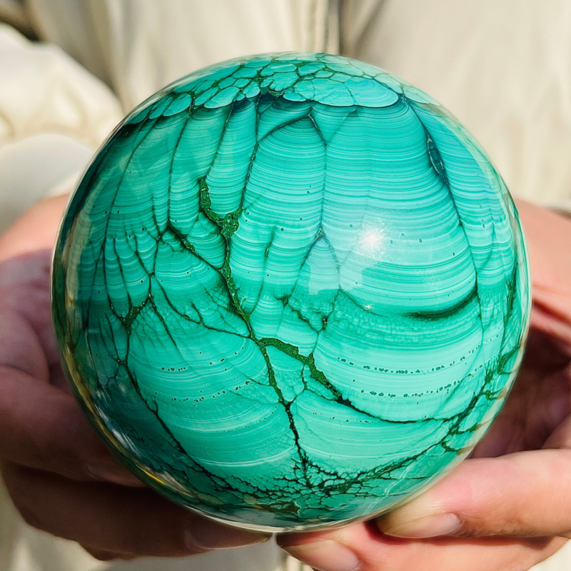 2.7LB Natural Malachite Quartz Sphere Crystal Ball Decoration Collection Gift