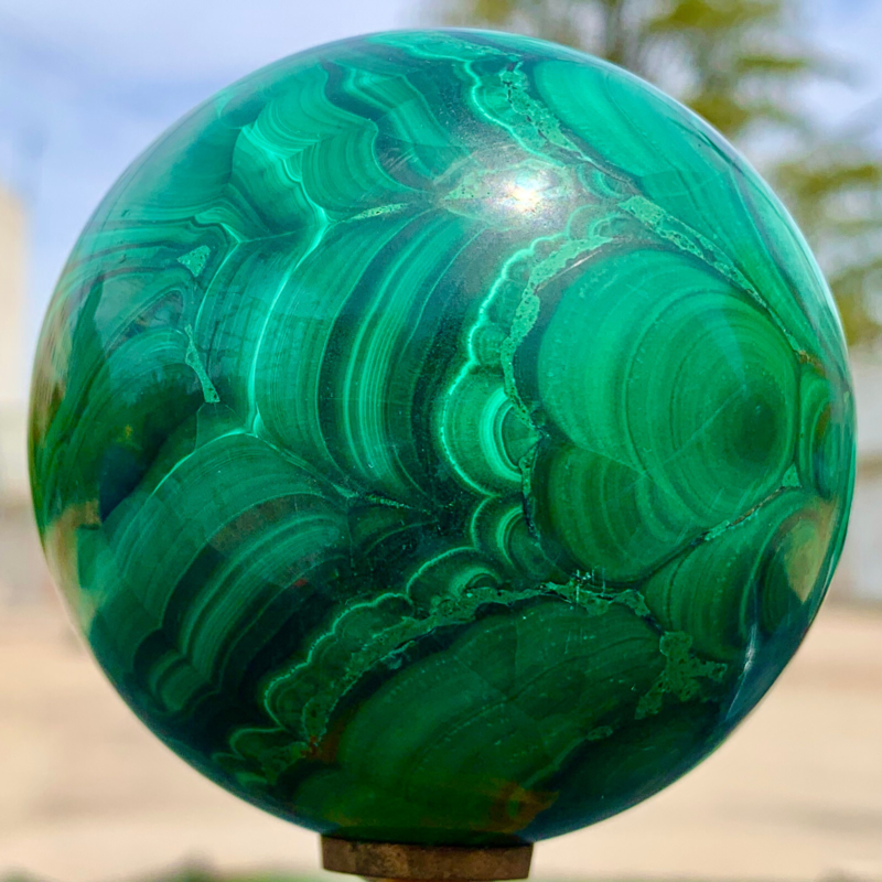 1.34LB Natural malachite egg quartzcrystal energy ball reiki healing