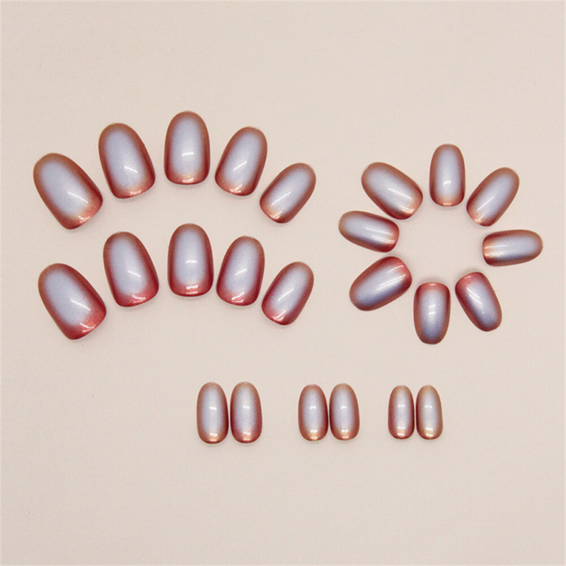 24pcs Dream Aurora Autumn False Nail Almond Short Press on Nails for Nail Art