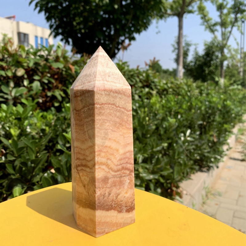 906g Natural Pork Stone Quartz Obelisk Crystal Wand Point Tower Reiki Healing