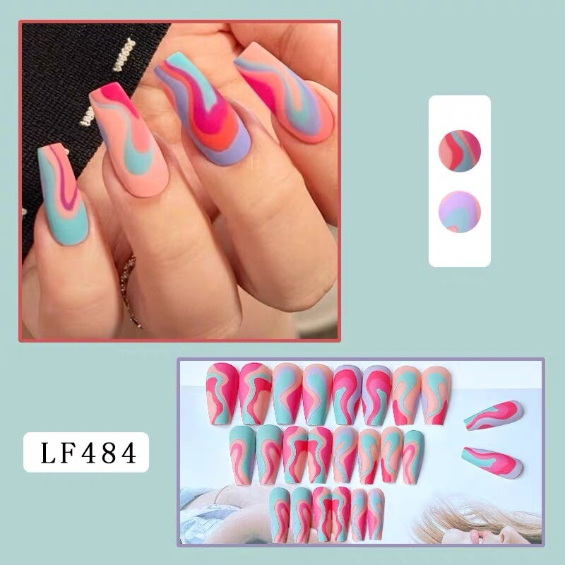 Handmade Press on nails coffin/square/almond long length summer theme