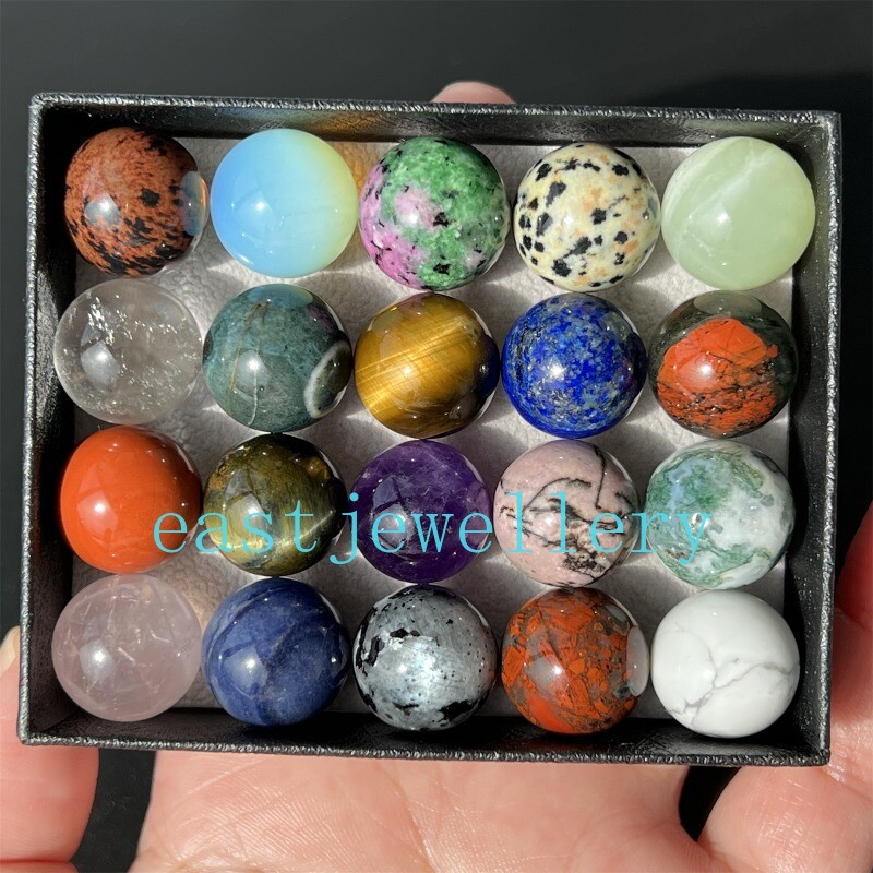 10pcs Natural Mixed Sphere Quartz Crystal Carved Gem Ball Reiki Healing 15mm+