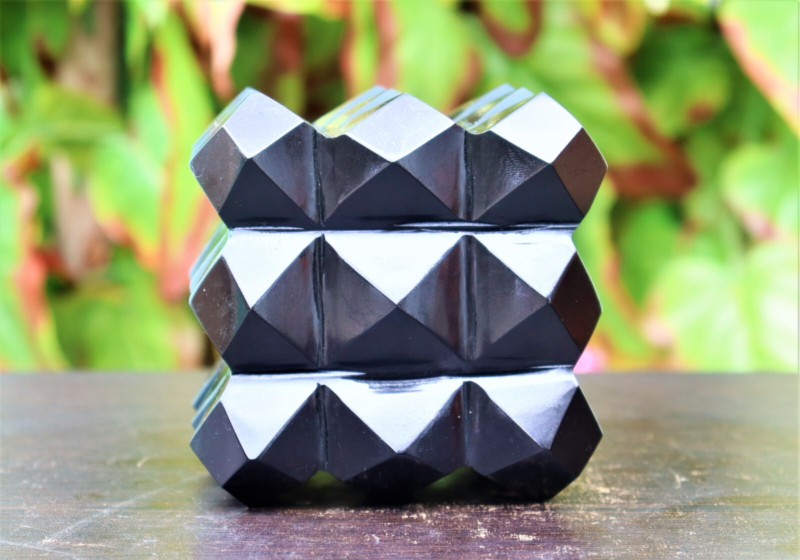 11CM Natural Black Tourmaline Meditation Healing Power Stone 54 Pyramid Cube